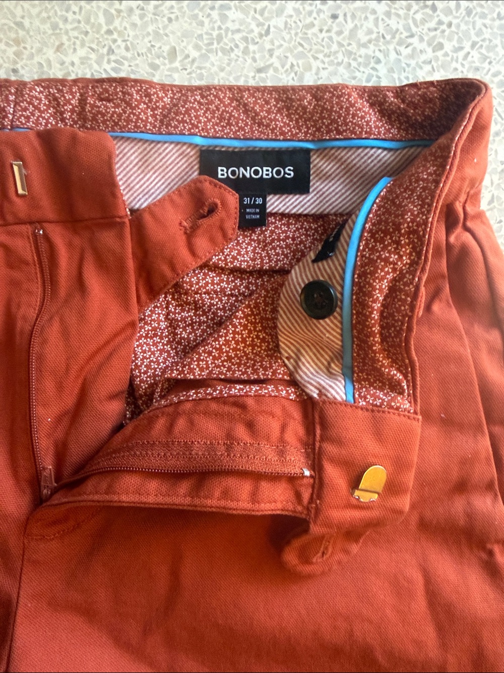 Bonobos Rust Orange Slim Taper Italian Chino Pants Like New 31 x 30 - Picture 3 of 12
